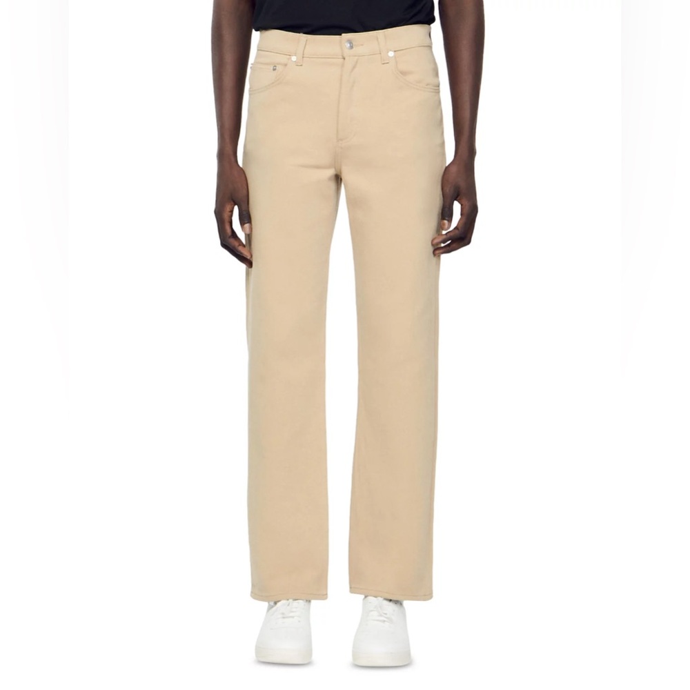 Heavy Straight Leg Jeans in Beige